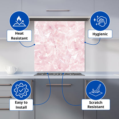 Polished Pink Quartz Effect Kitchen Splashback