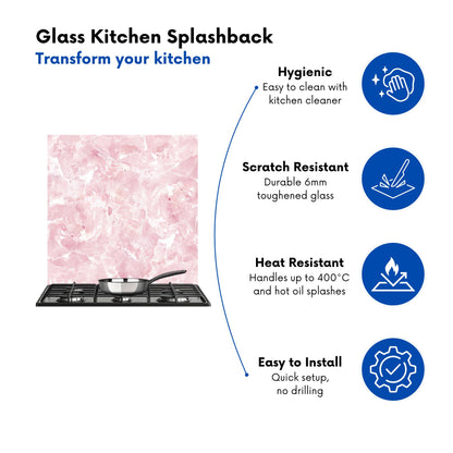 Polished Pink Quartz Effect Kitchen Splashback