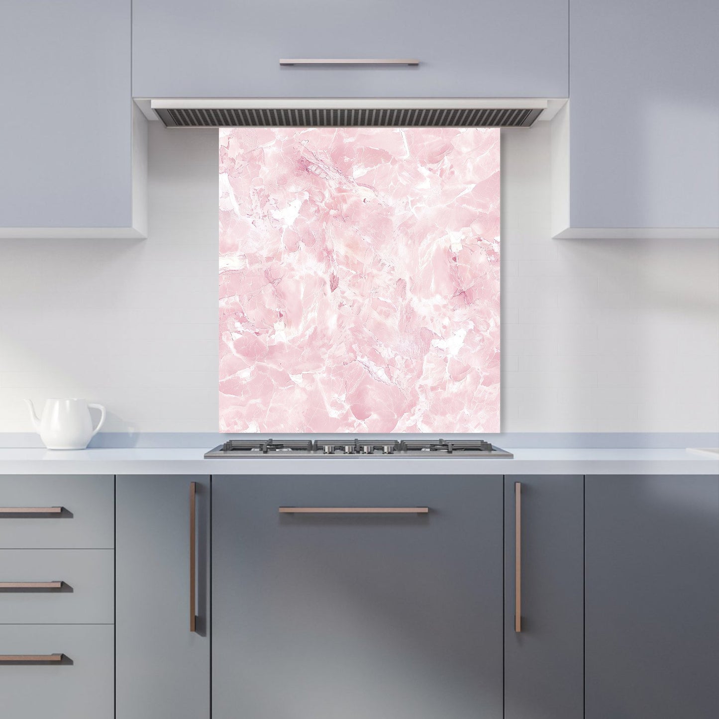 Polished Pink Quartz Effect Kitchen Splashback