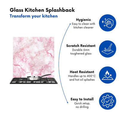 Pink And White Quartz Effect Kitchen Splashback
