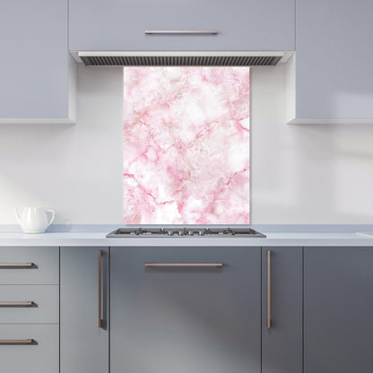 Pink And White Quartz Effect Kitchen Splashback