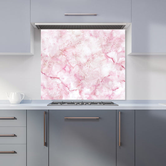Pink And White Quartz Effect Kitchen Splashback