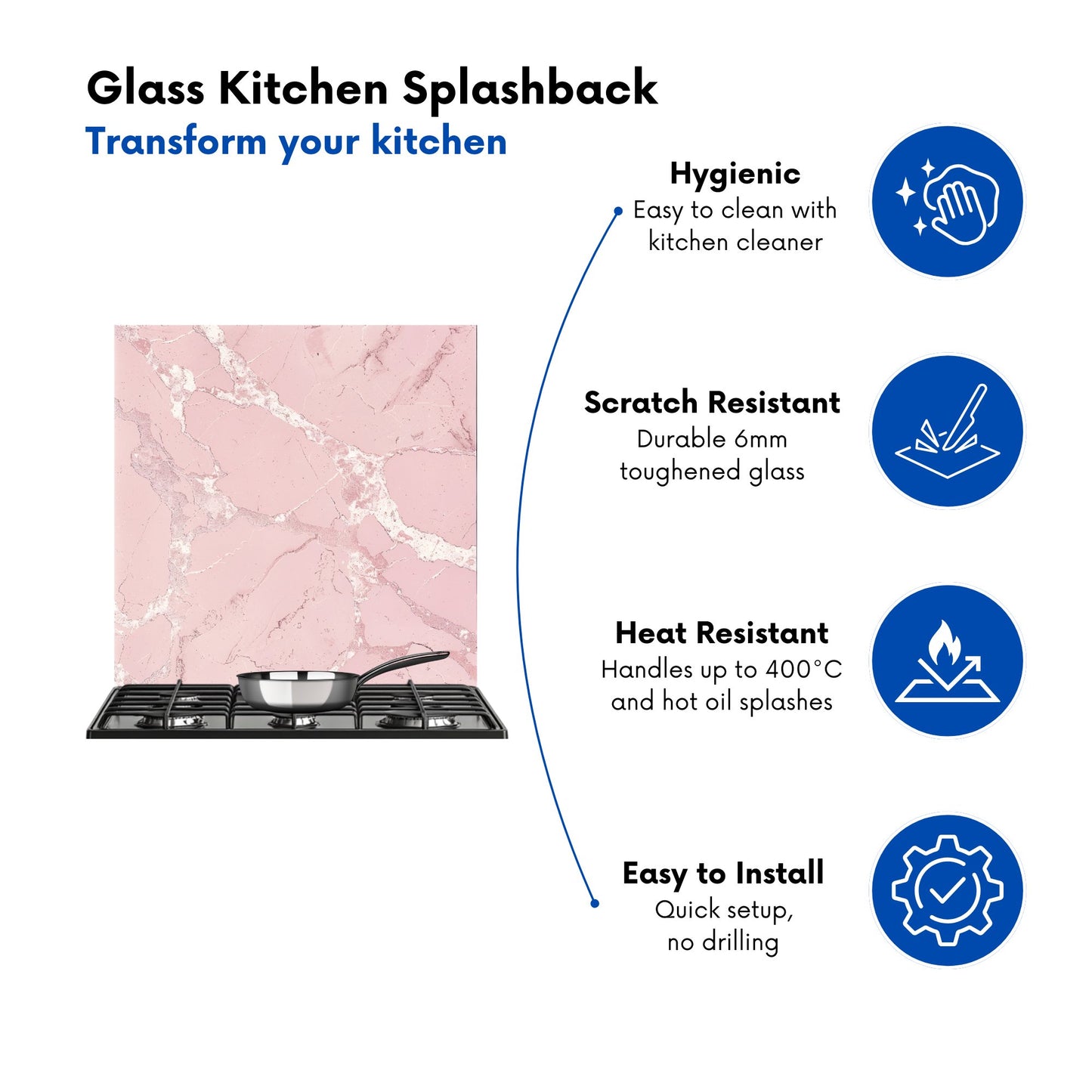 Baby Pink Quartz Effect Kitchen Splashback