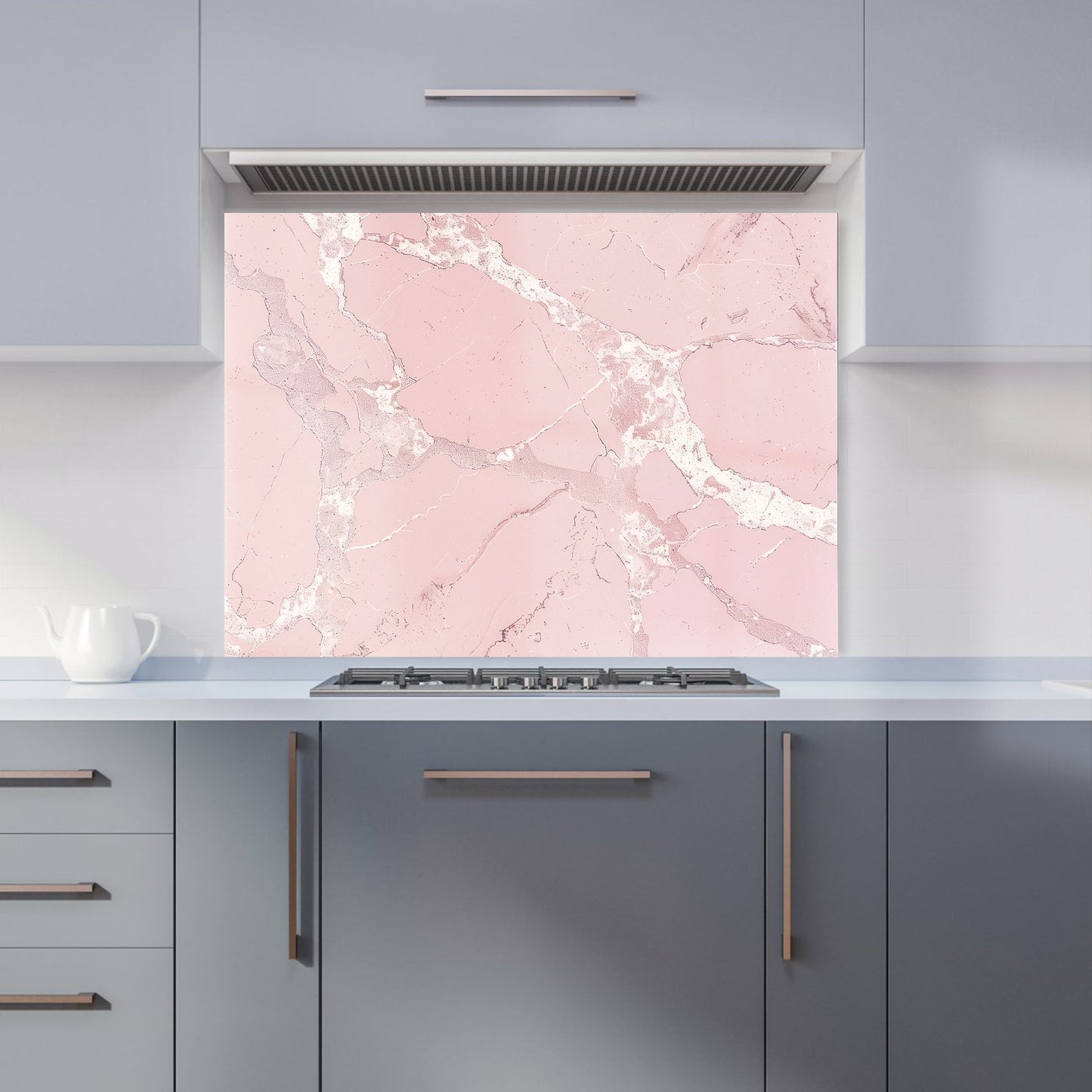 Baby Pink Quartz Effect Kitchen Splashback