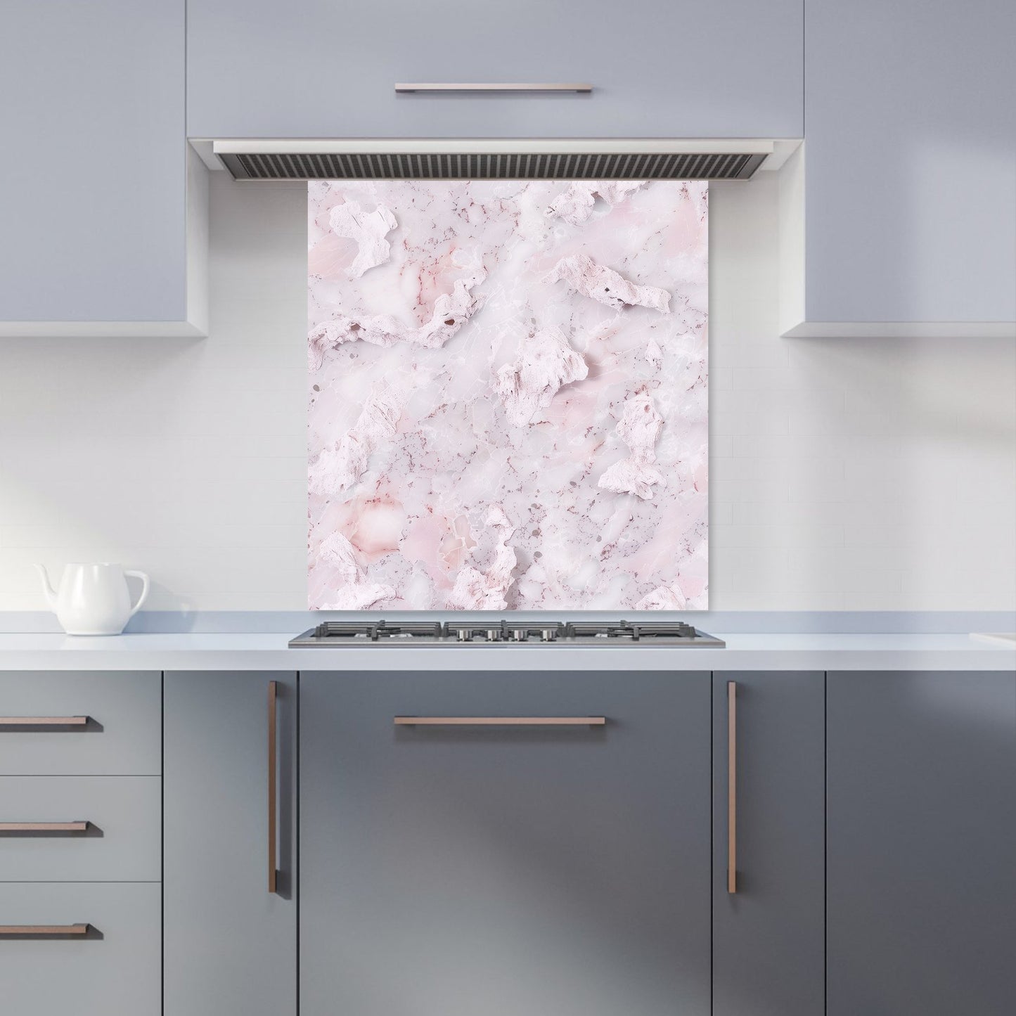 Pale Pink Quartz Effect Kitchen Splashback
