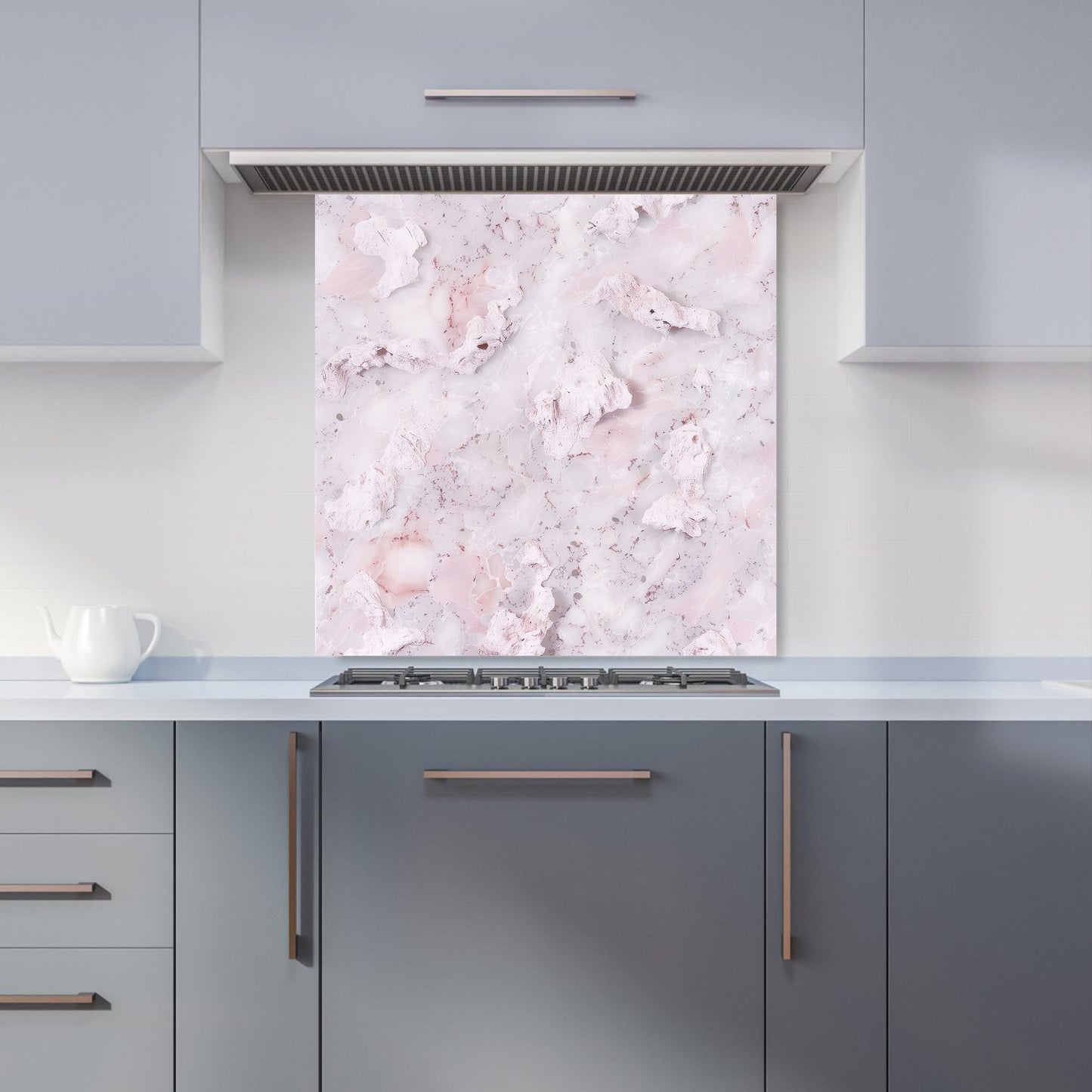 Pale Pink Quartz Effect Kitchen Splashback