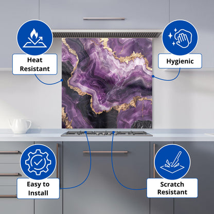 Deep Purple Marble Effect Kitchen Splashback