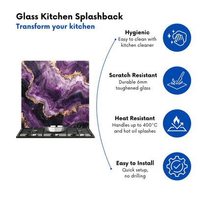 Deep Purple Marble Effect Kitchen Splashback