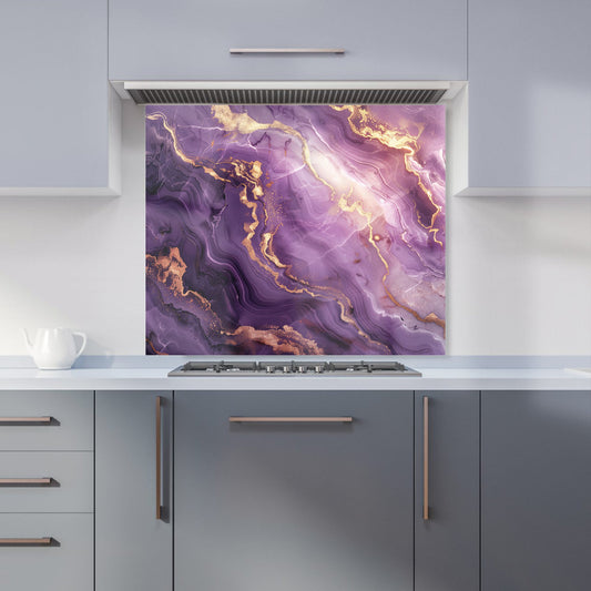 Purple And Gold Marble Effect Kitchen Splashback