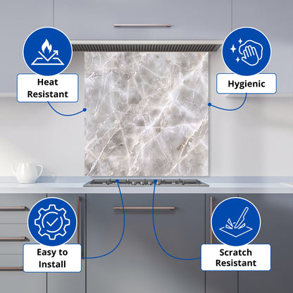 Polished Grey Marble Effect Kitchen Splashback