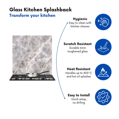 Polished Grey Marble Effect Kitchen Splashback