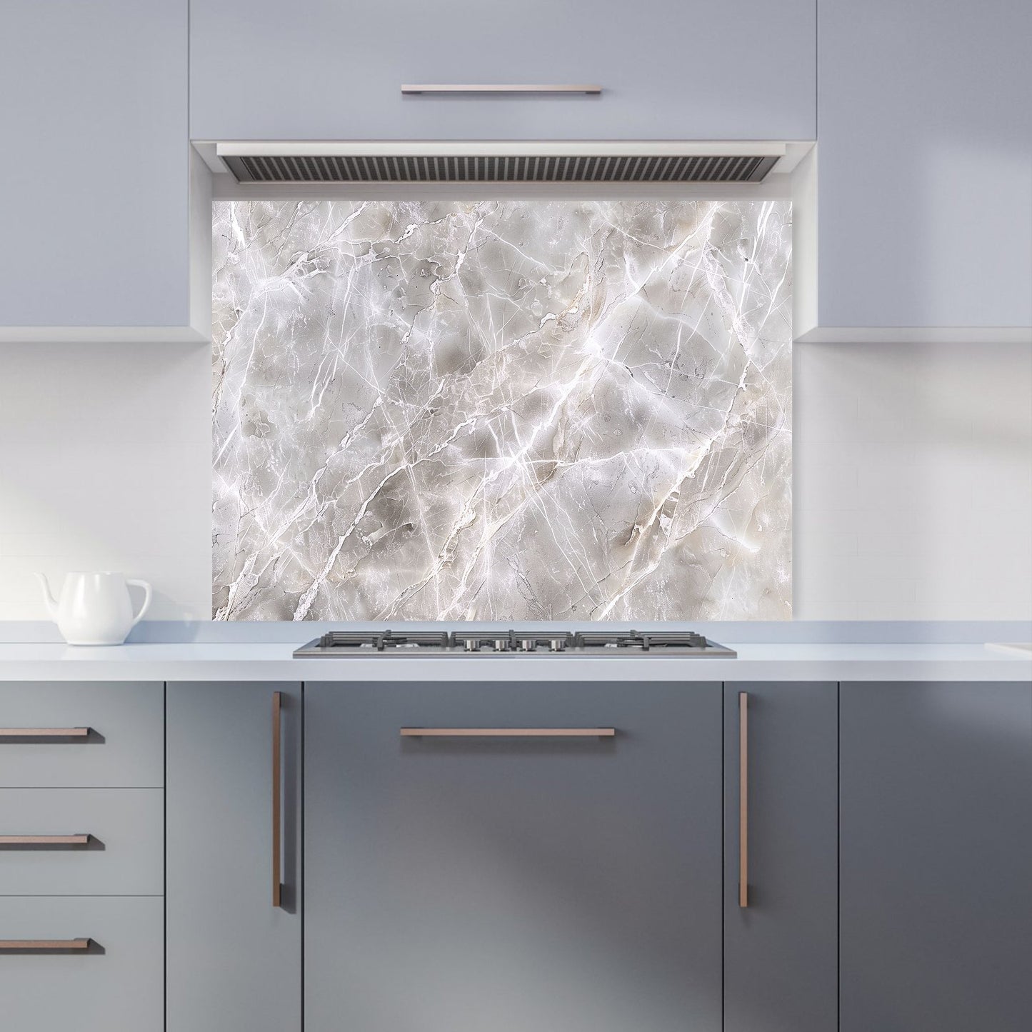 Polished Grey Marble Effect Kitchen Splashback
