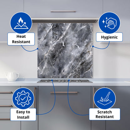 Deep Grey Marble Effect Kitchen Splashback