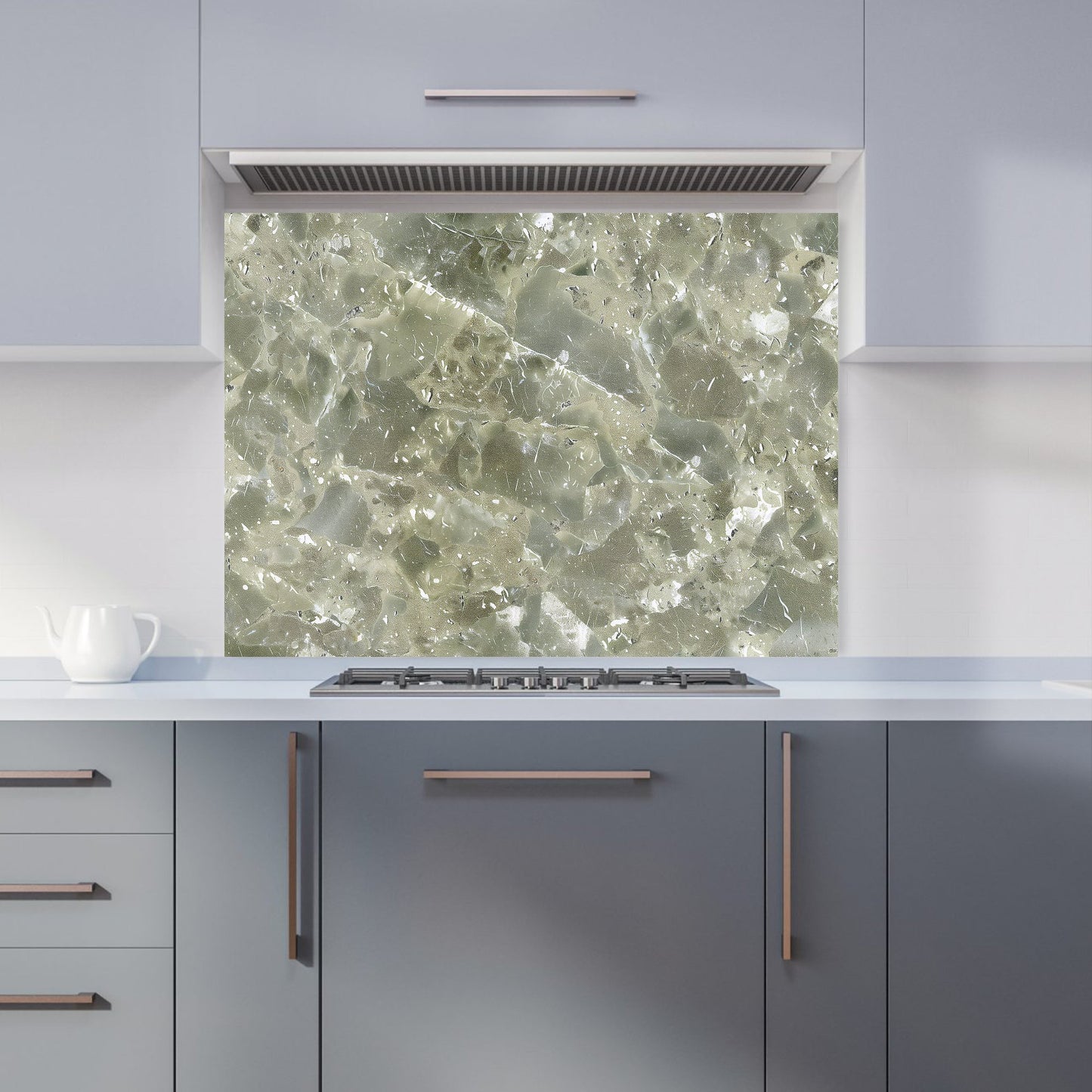 Sage Green Quartz Effect Kitchen Splashback