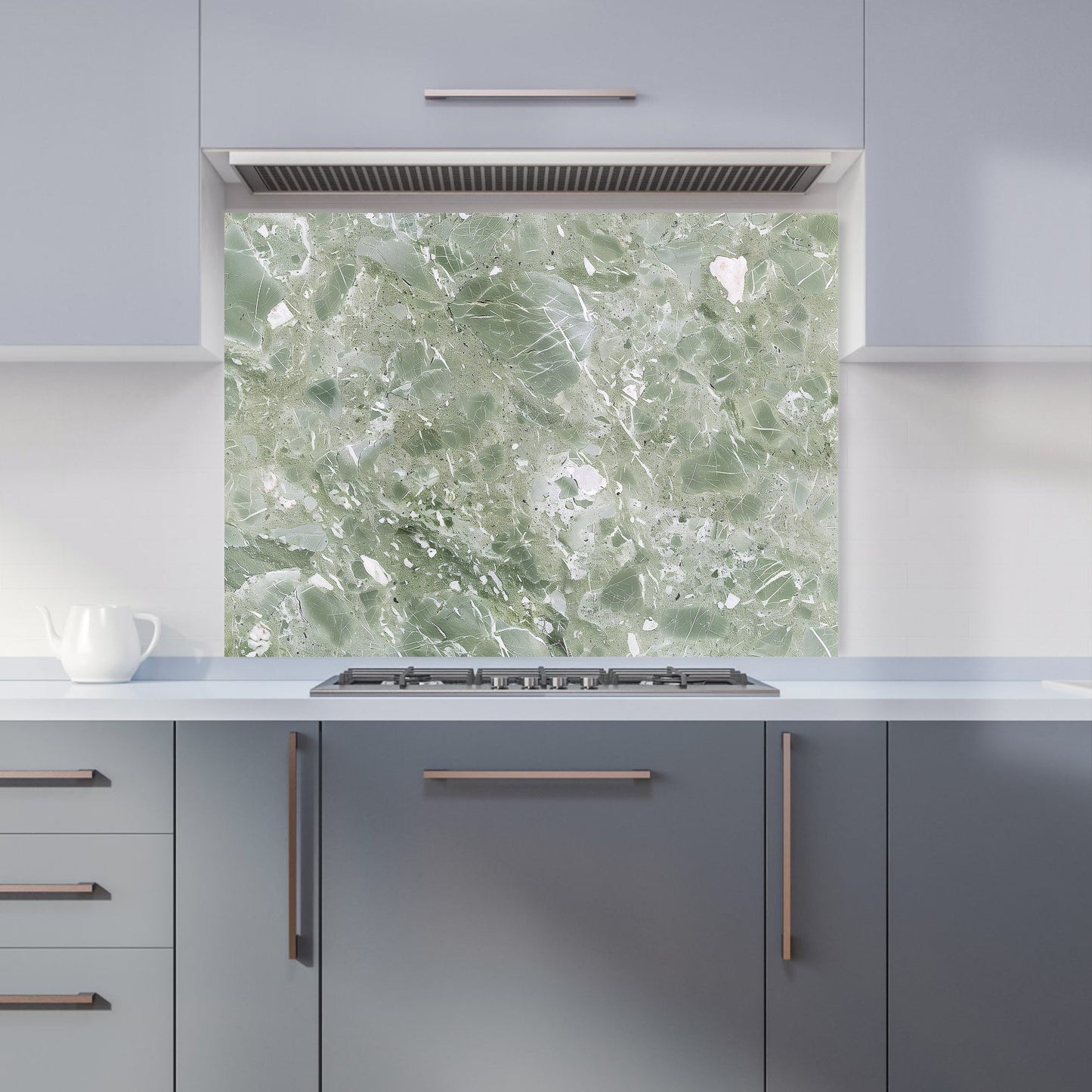 Pale Green Quartz Effect Kitchen Splashback