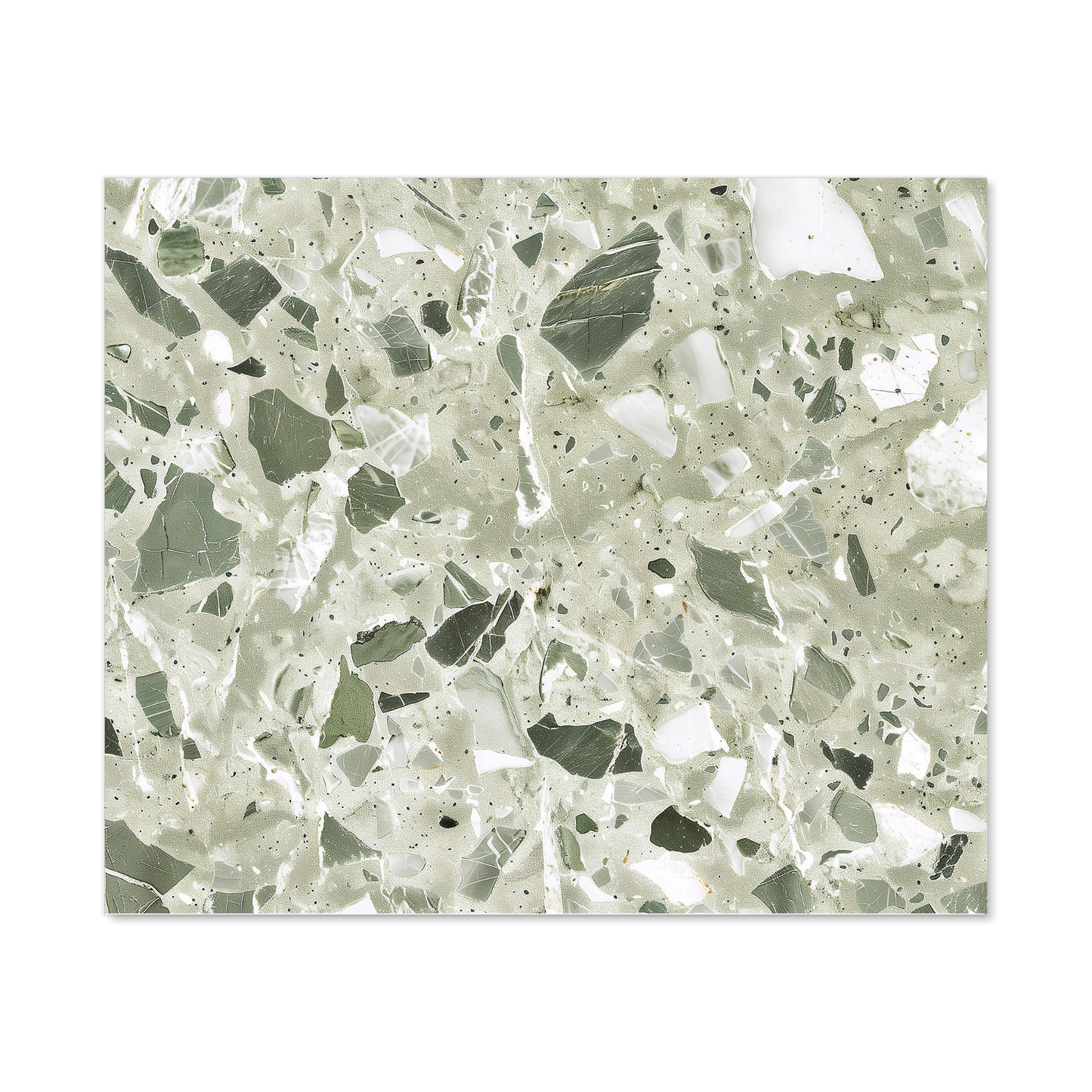 Sage Green And White Quartz Effect Kitchen Splashback