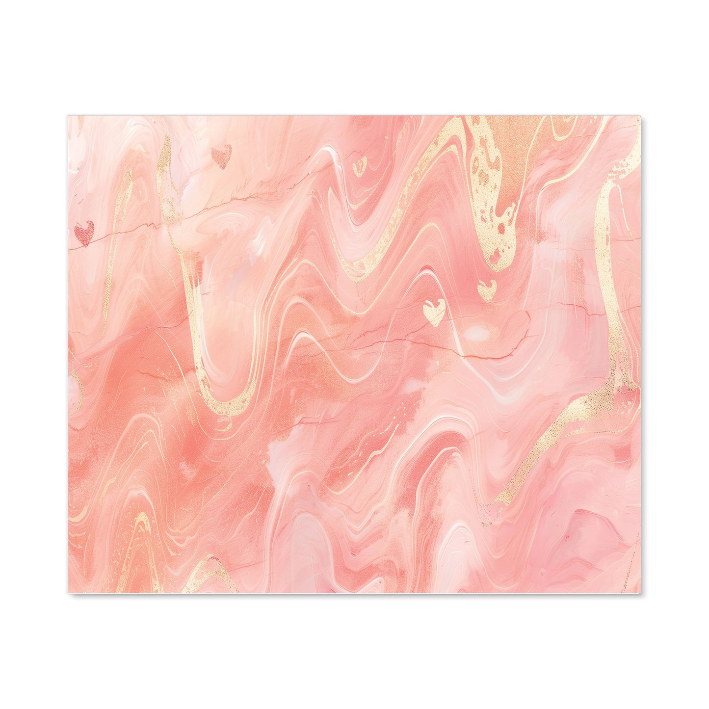 Salmon Pink Hearts Marble Effect Kitchen Splashback