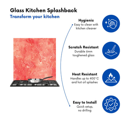 Salmon Pink Marble Effect Kitchen Splashback