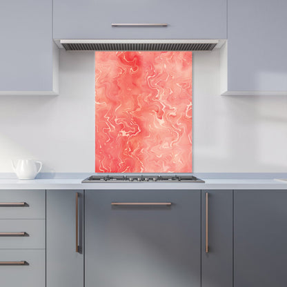Salmon Pink Marble Effect Kitchen Splashback