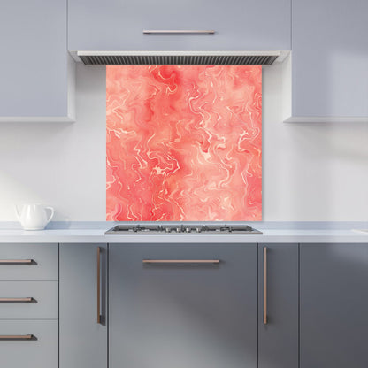 Salmon Pink Marble Effect Kitchen Splashback