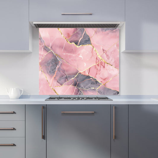 Rose And Gold Marble Effect Kitchen Splashback