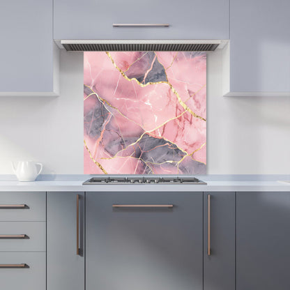 Rose And Gold Marble Effect Kitchen Splashback