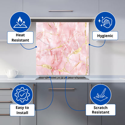 Rose Marble Effect Kitchen Splashback