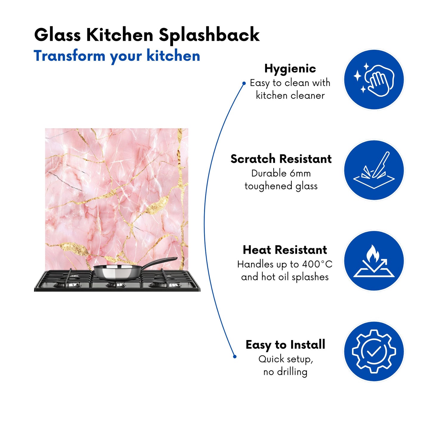 Rose Marble Effect Kitchen Splashback
