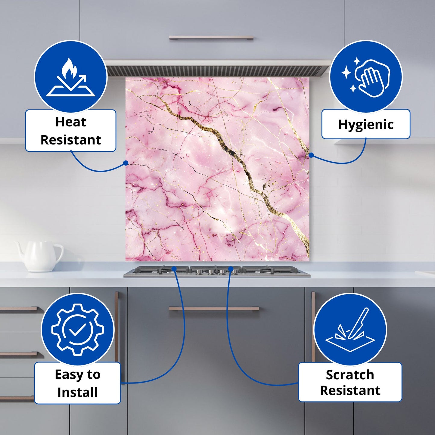 Polished Rose Marble Effect Kitchen Splashback