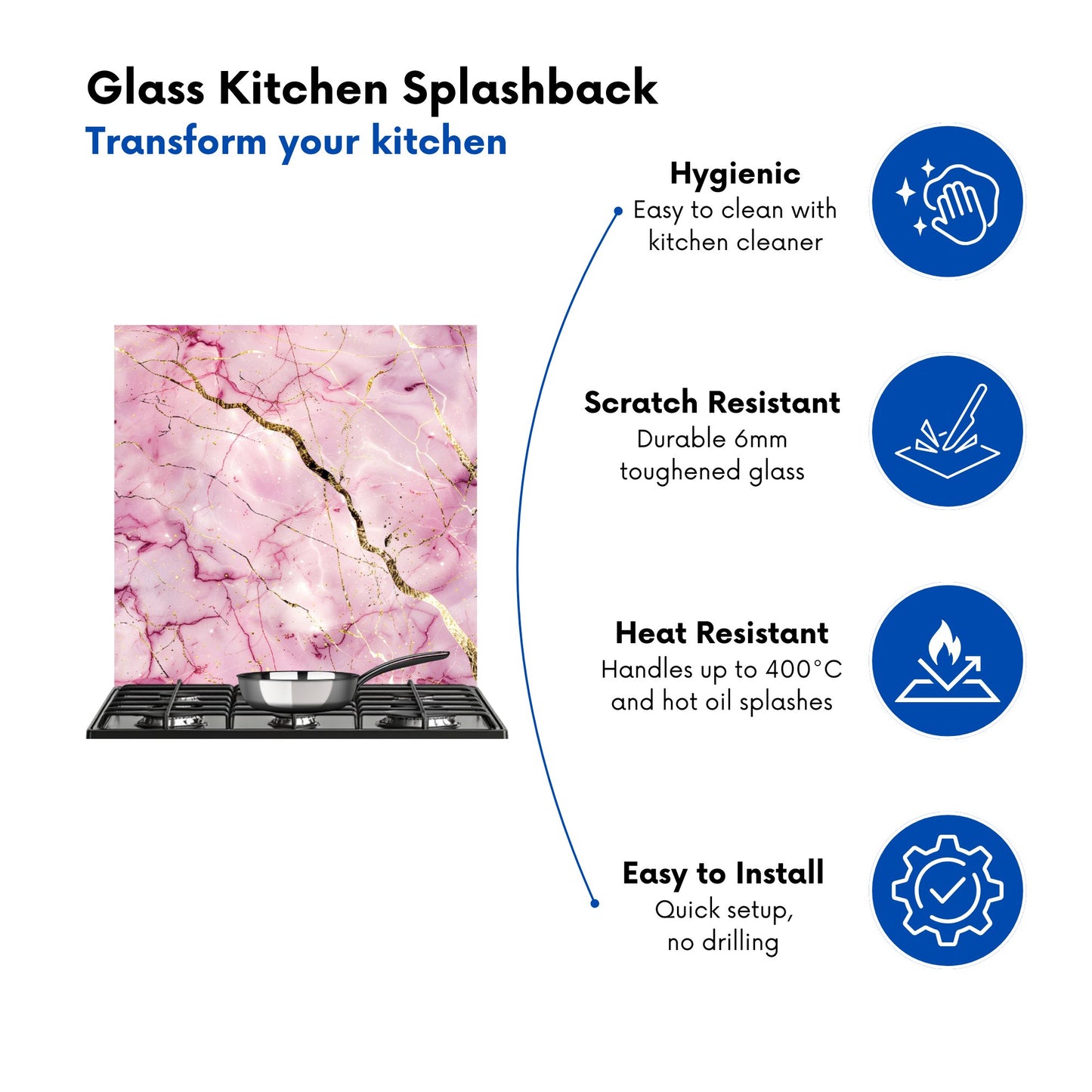Polished Rose Marble Effect Kitchen Splashback
