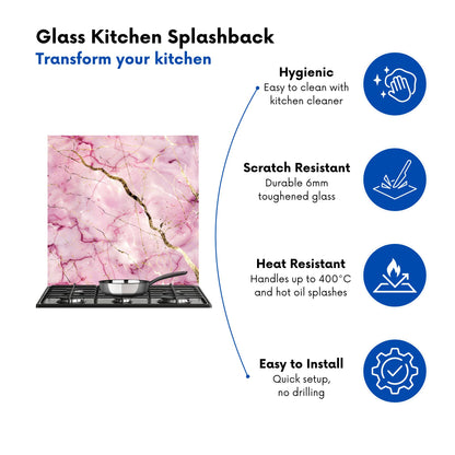 Polished Rose Marble Effect Kitchen Splashback