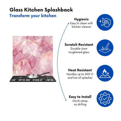 Light Rose Marble Effect Kitchen Splashback