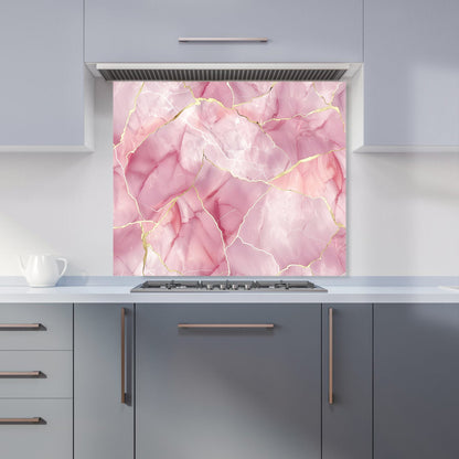 Light Rose Marble Effect Kitchen Splashback