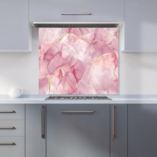 Light Rose Marble Effect Kitchen Splashback