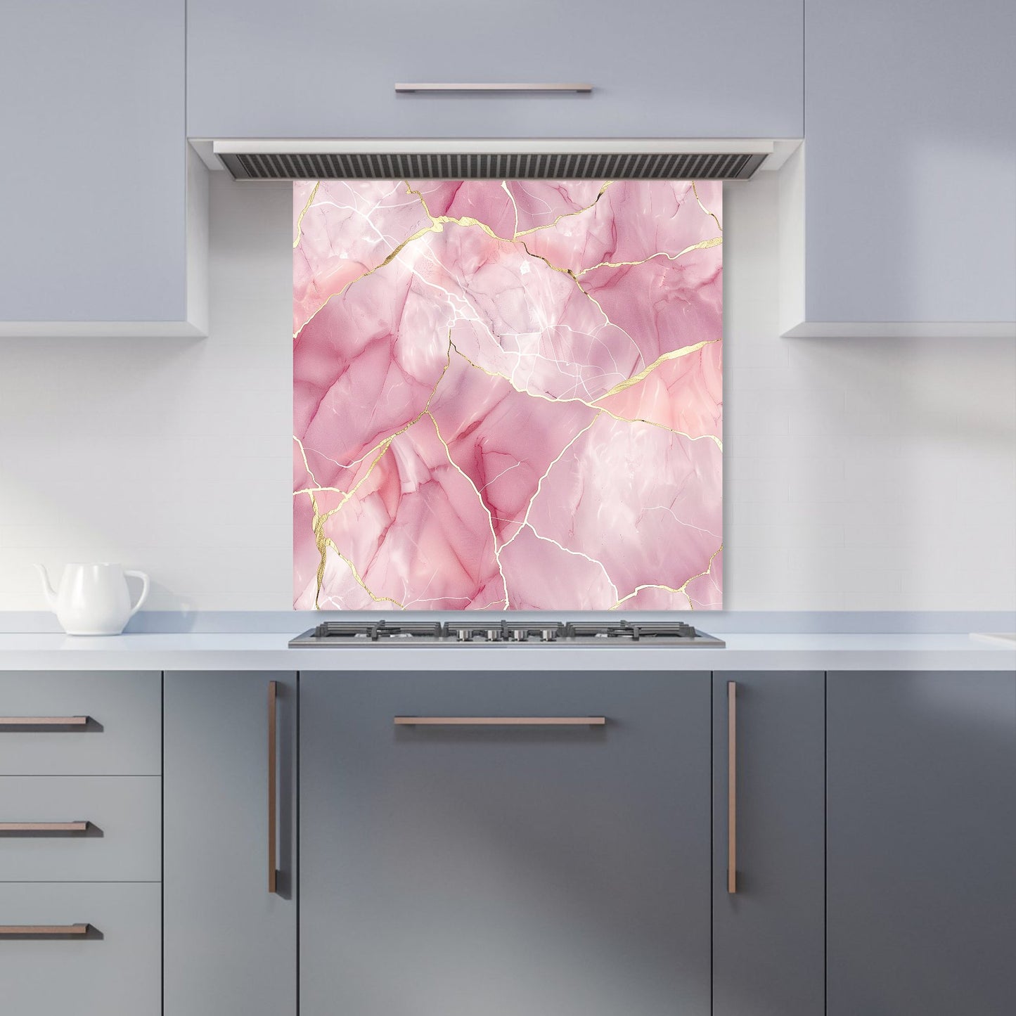 Light Rose Marble Effect Kitchen Splashback