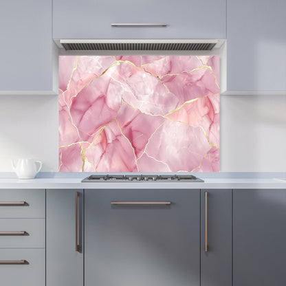 Light Rose Marble Effect Kitchen Splashback