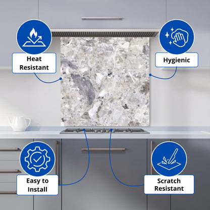 Silver Quartz Effect Kitchen Splashback