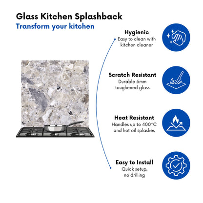 Silver Quartz Effect Kitchen Splashback