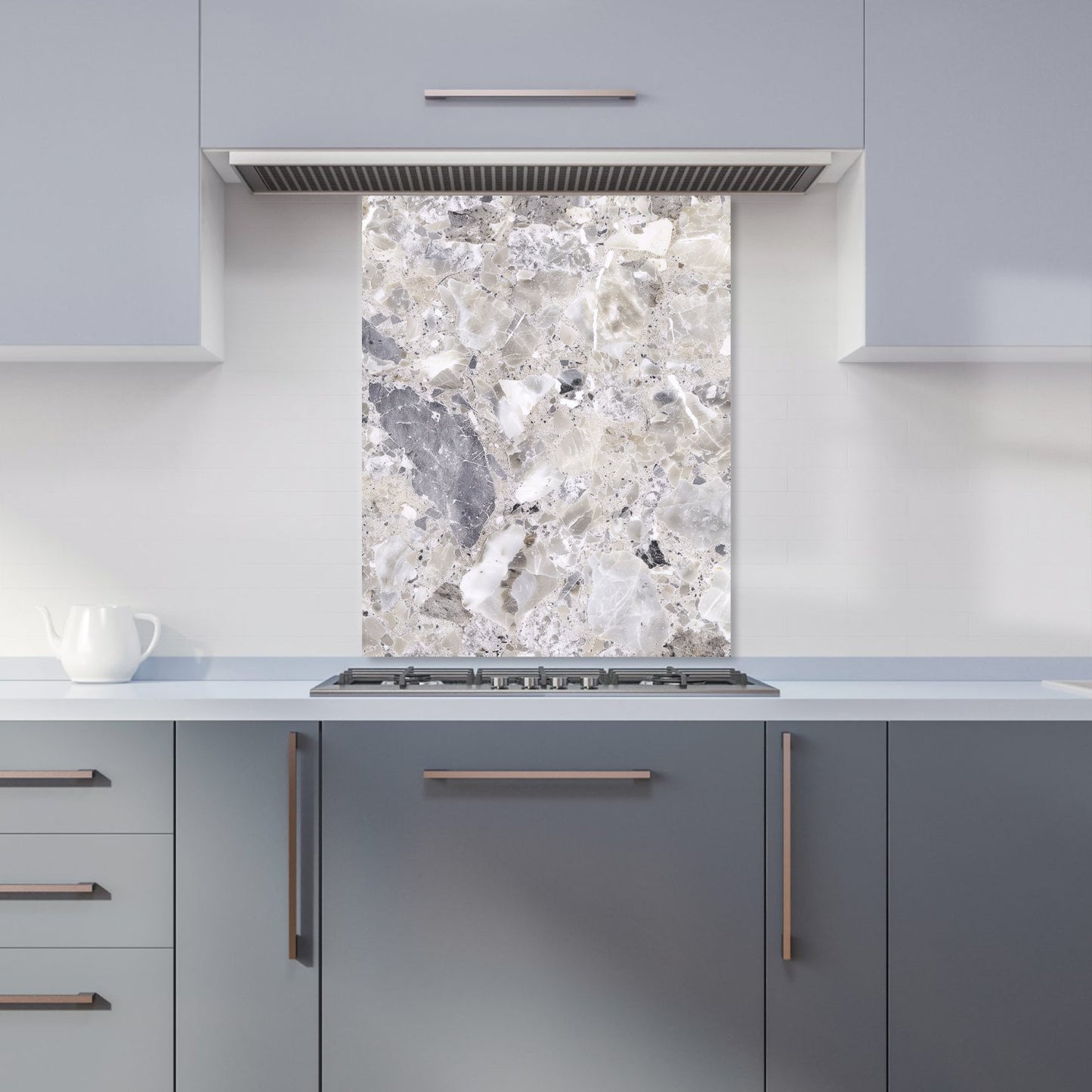 Silver Quartz Effect Kitchen Splashback