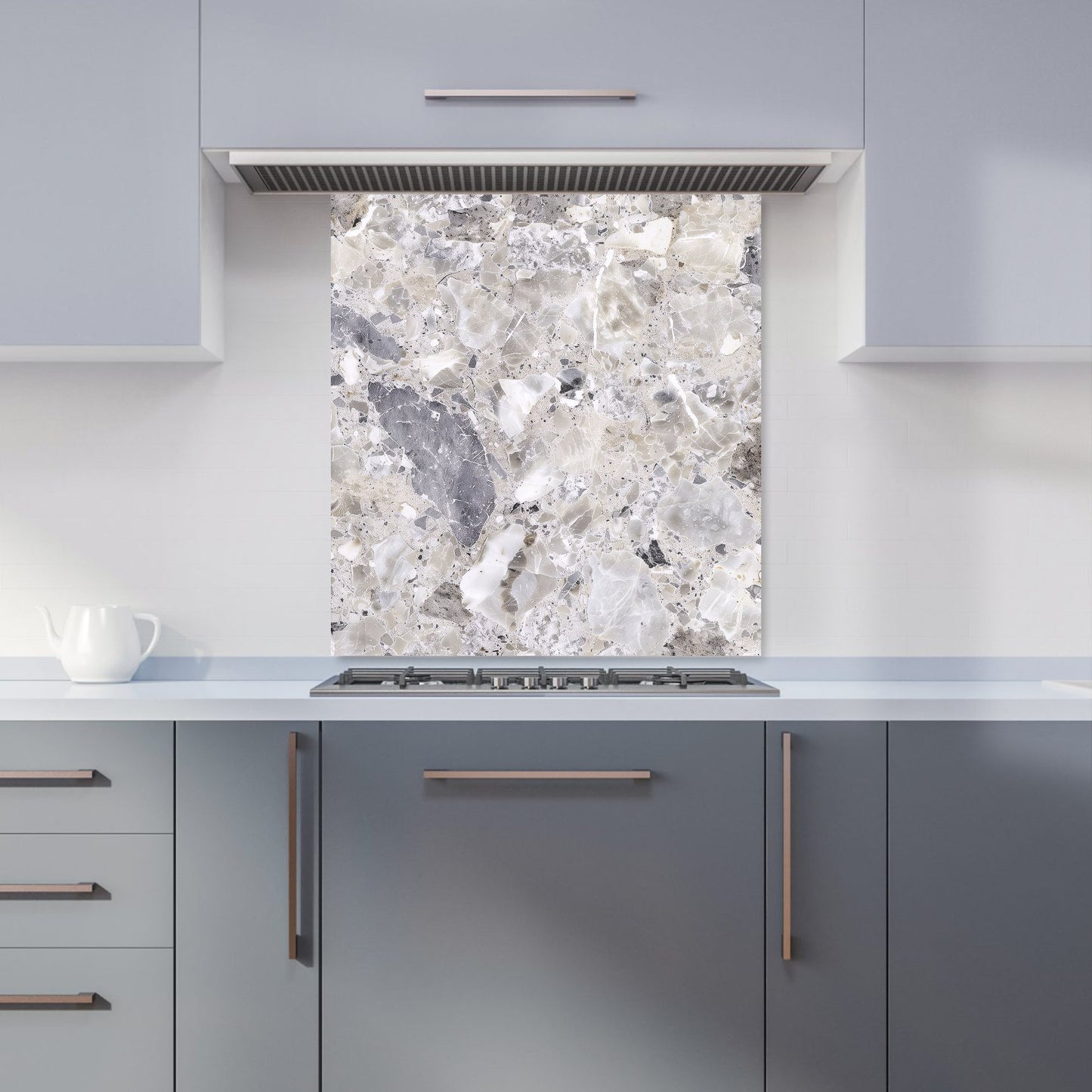 Silver Quartz Effect Kitchen Splashback