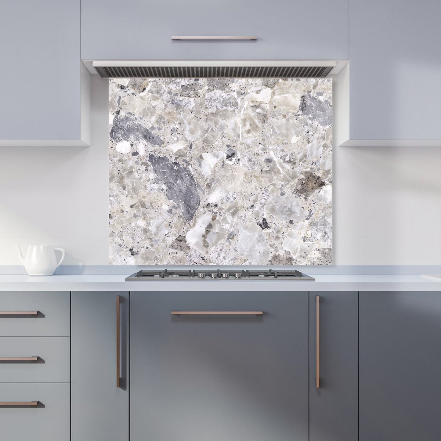 Silver Quartz Effect Kitchen Splashback