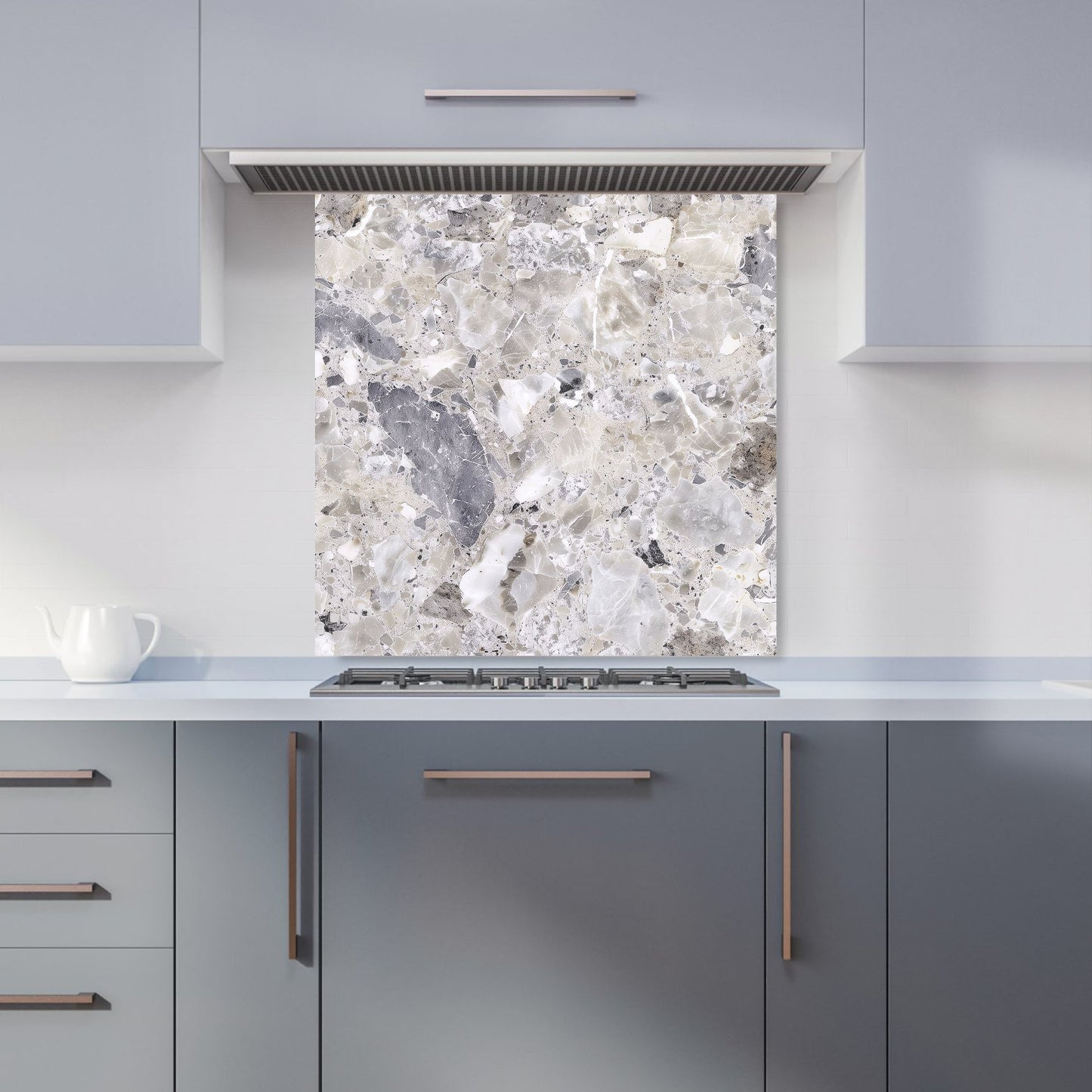 Silver Quartz Effect Kitchen Splashback