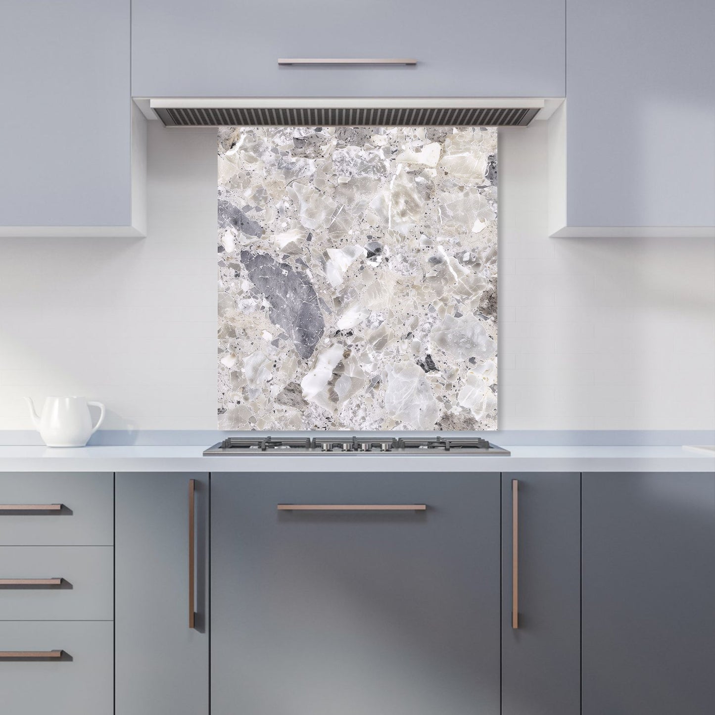 Silver Quartz Effect Kitchen Splashback