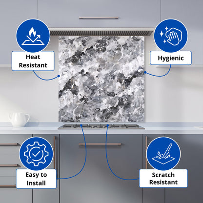 Silver And Black Quartz Effect Kitchen Splashback