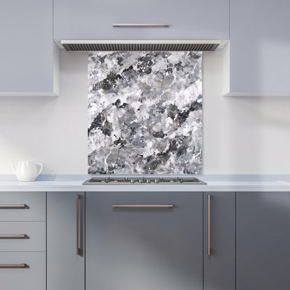 Silver And Black Quartz Effect Kitchen Splashback