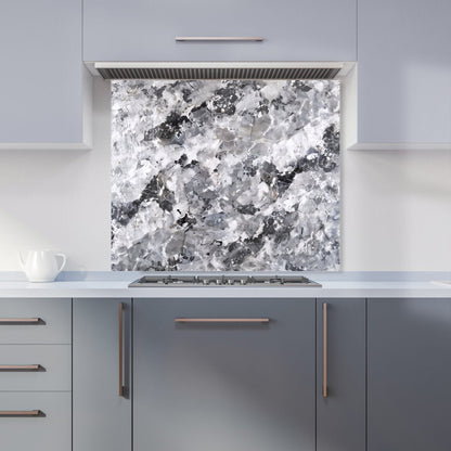 Silver And Black Quartz Effect Kitchen Splashback