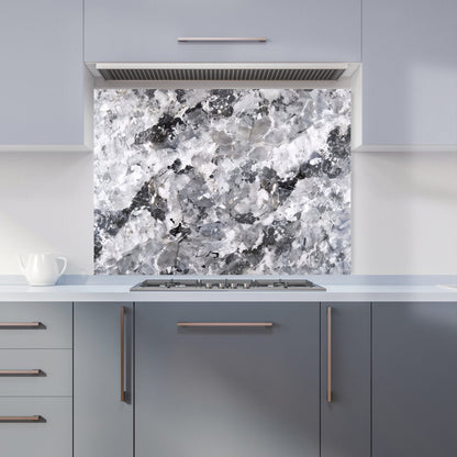 Silver And Black Quartz Effect Kitchen Splashback