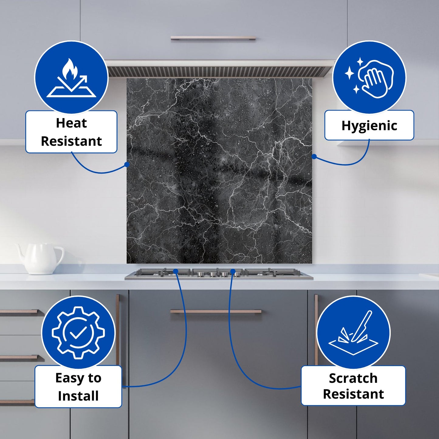 Slate Grey Quartz Effect Kitchen Splashback