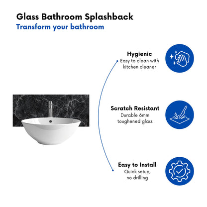 Slate Grey Quartz Effect Glass Bathroom Splashback