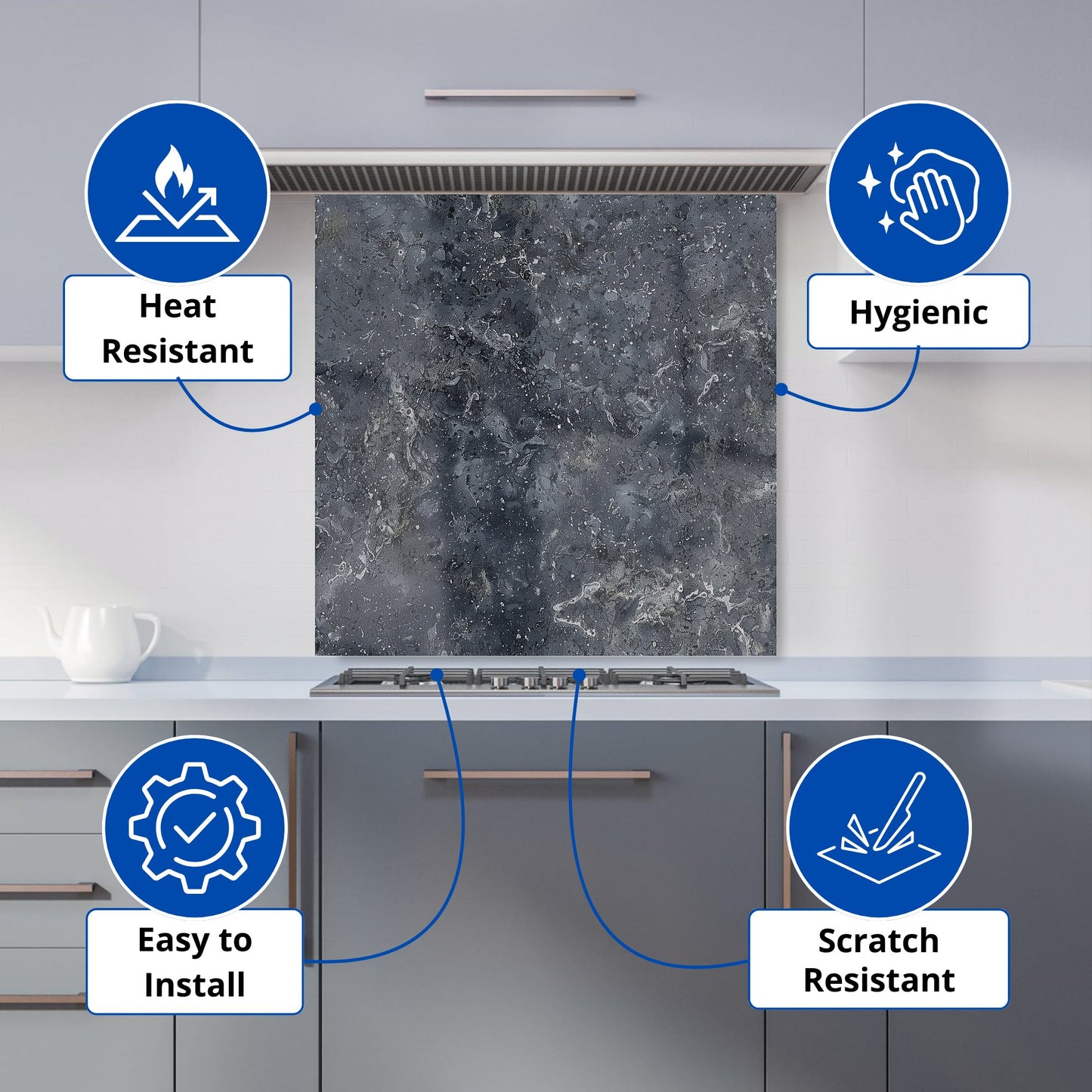 Luxury Slate Grey Quartz Effect Kitchen Splashback